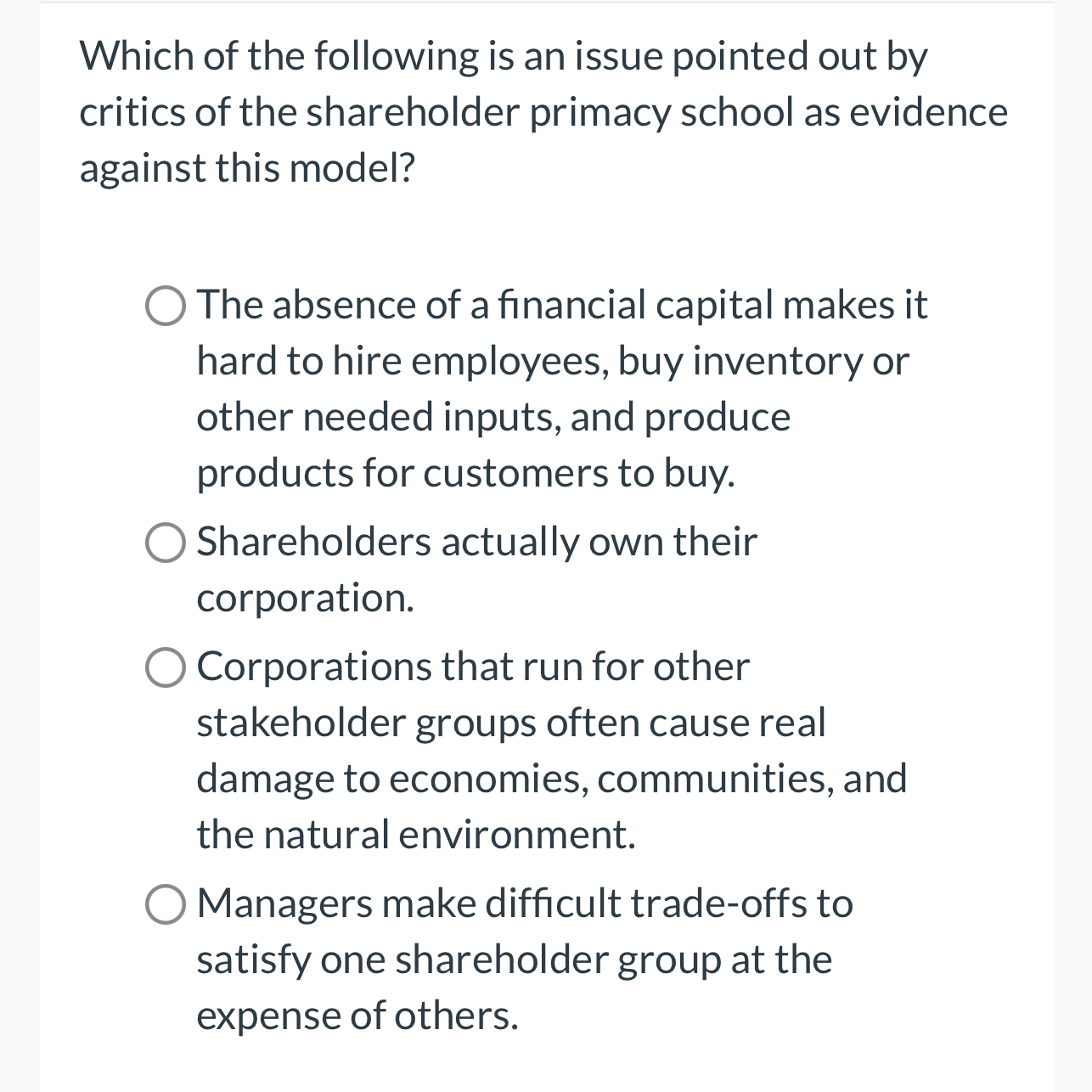 Which of the following is an issue pointed out by