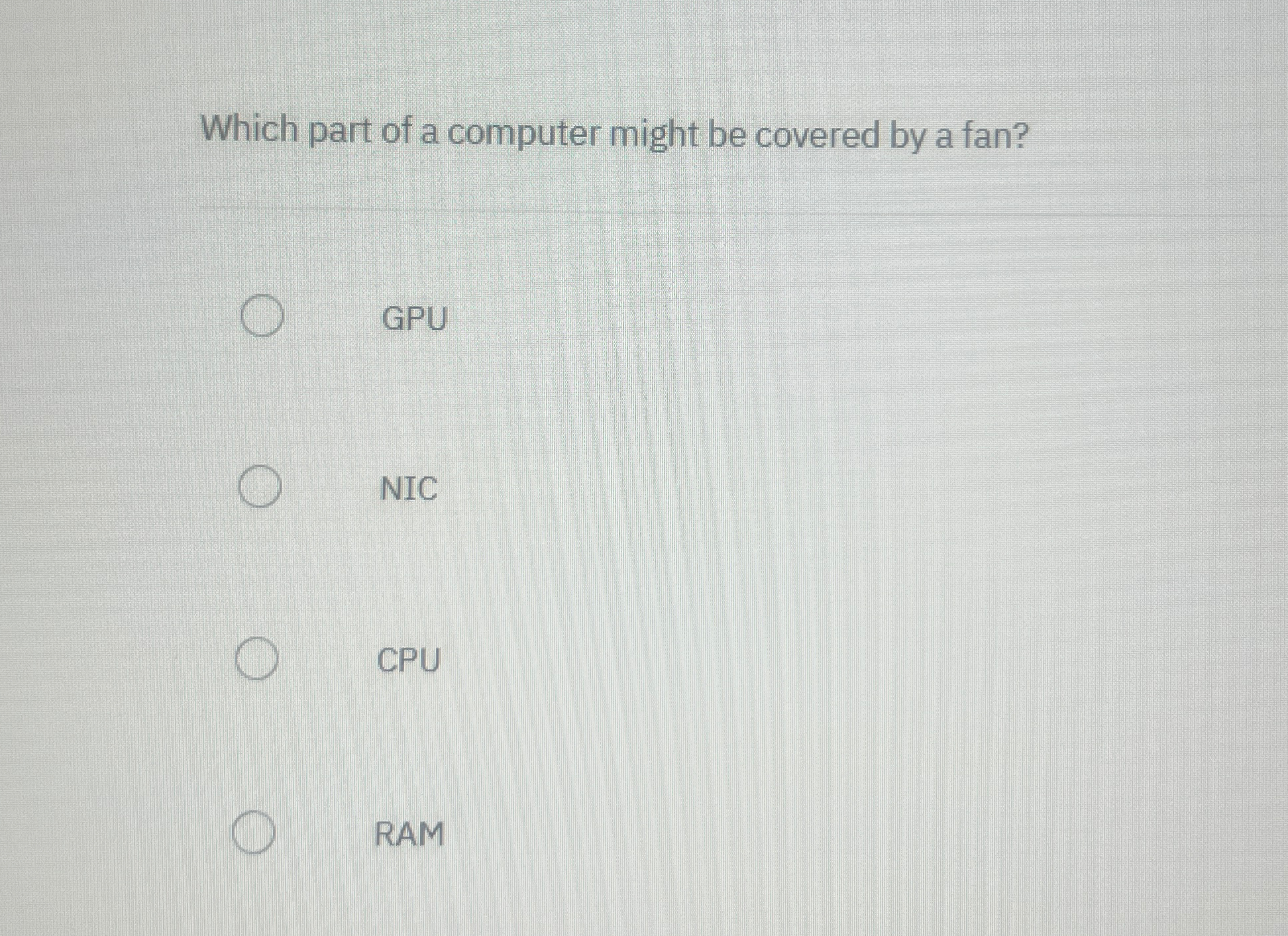 Which part of a computer might be covered by a