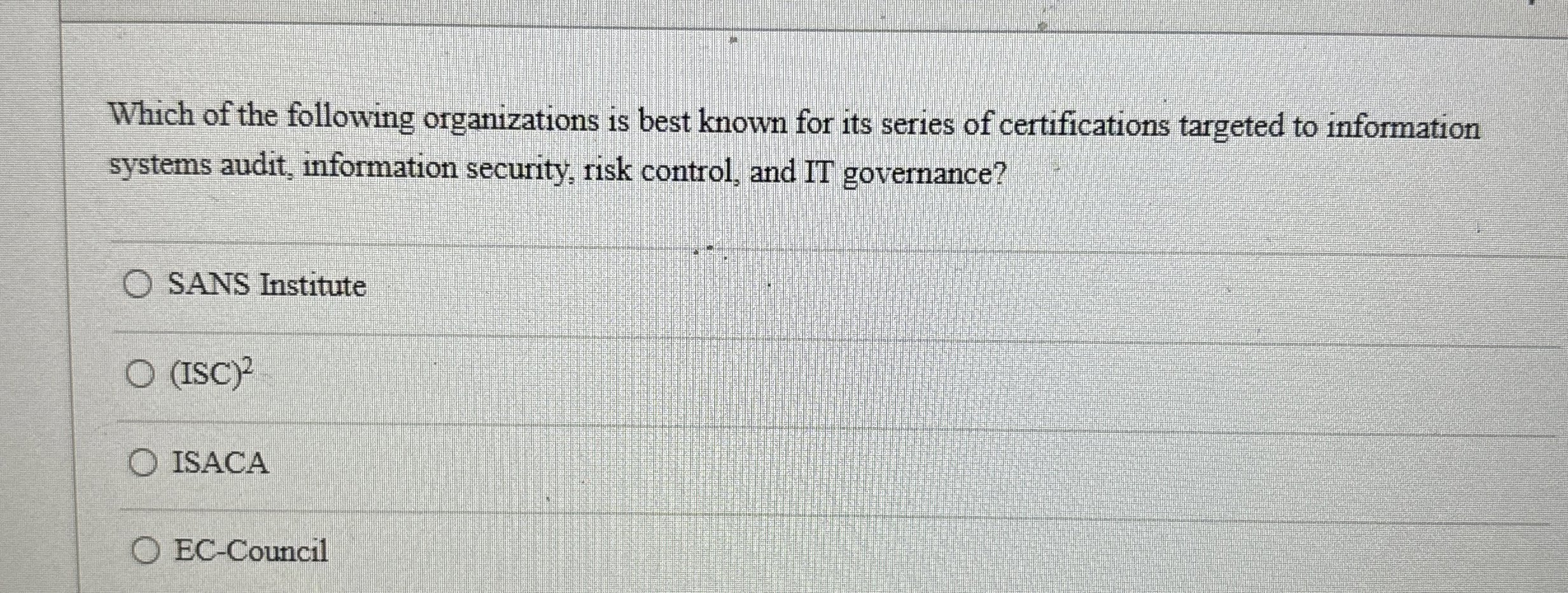 Which of the following organizations is best