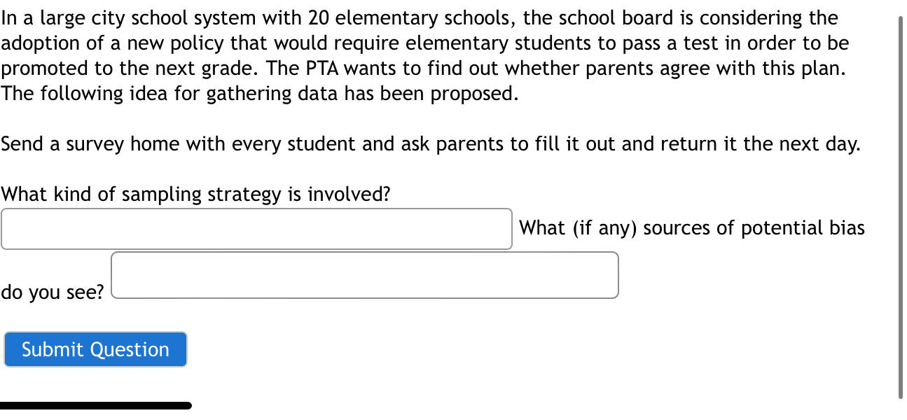 In a large city school system with 2 0 elementary