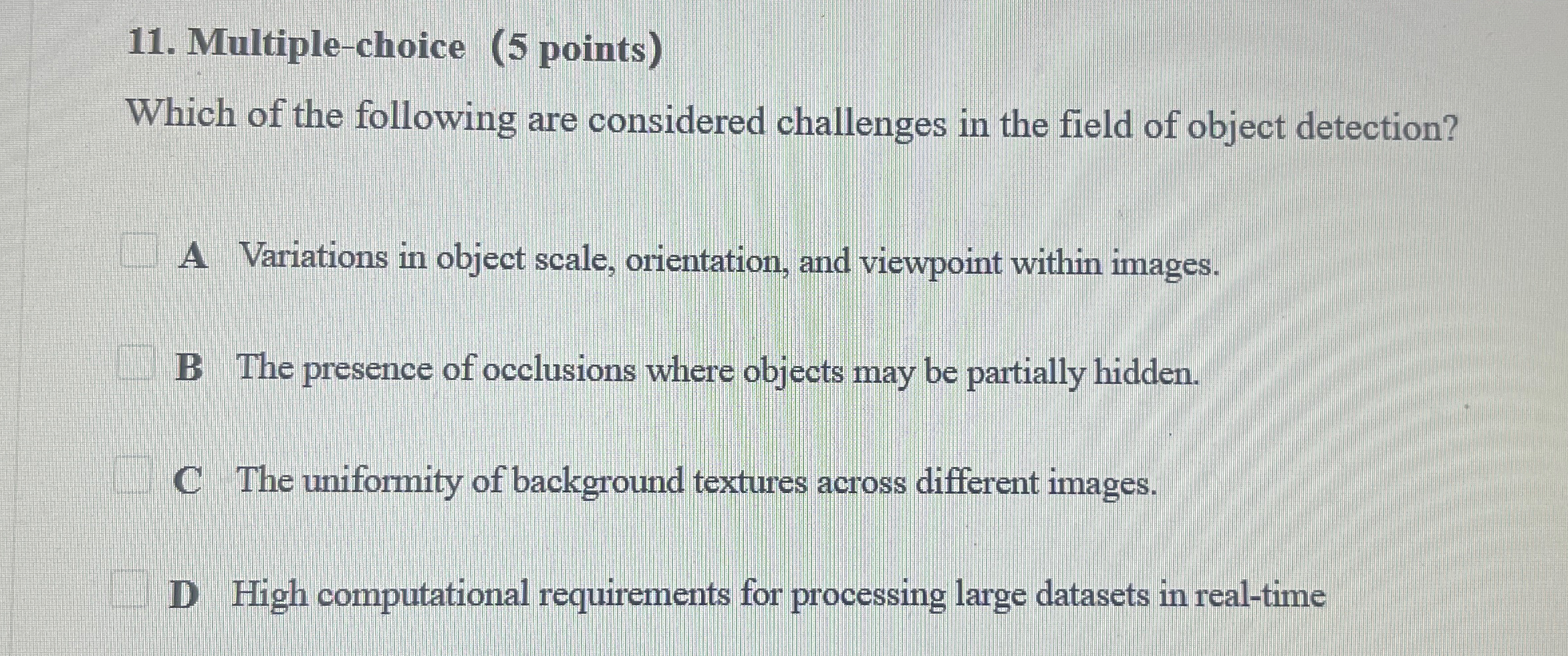 Multiple - choice ( 5 points ) Which of the