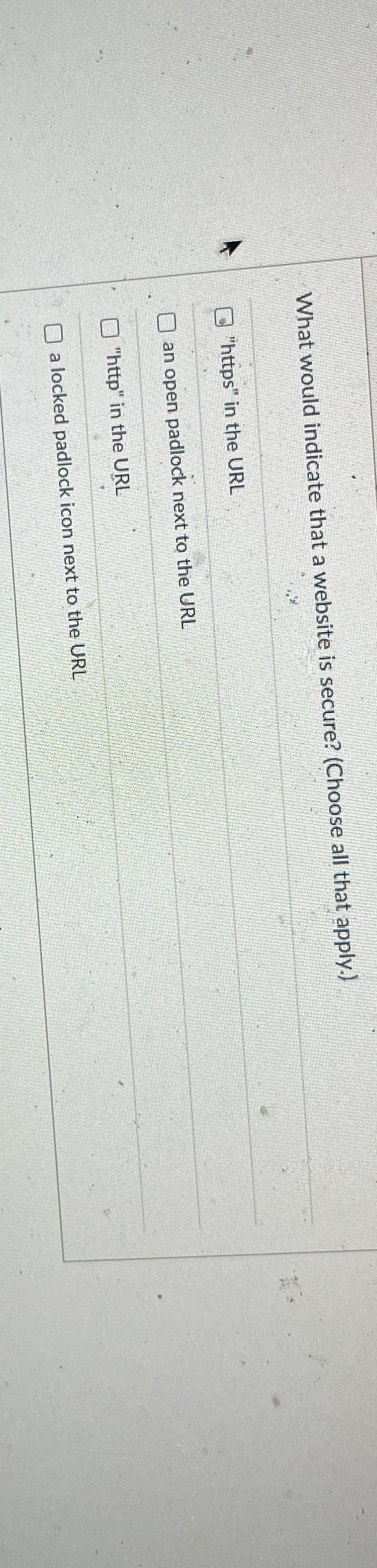 What would indicate that a website is secure ? (