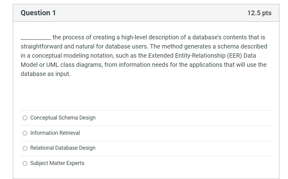 Question 1 the process of creating a high - level