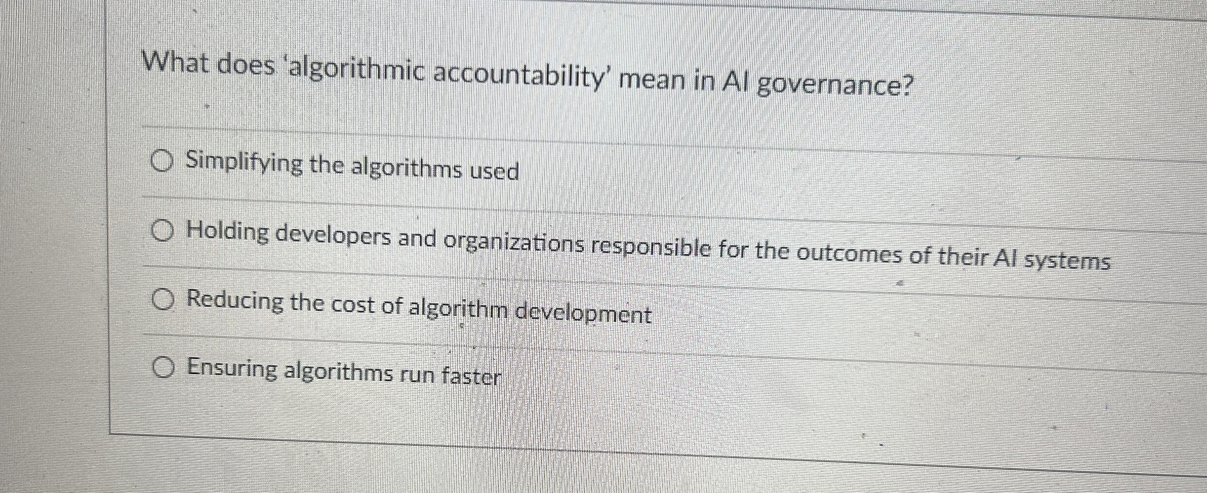 What does 'algorithmic accountability' mean in Al