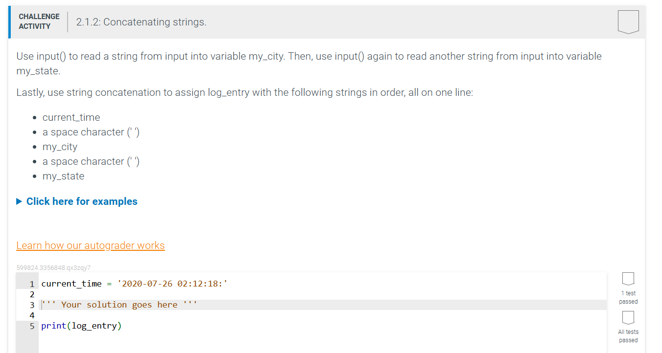 2 . 1 . 2 : Concatenating strings. Use input ( )