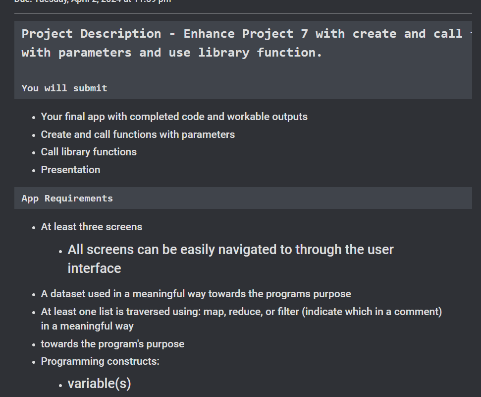 Project Description - Enhance Project 7 with