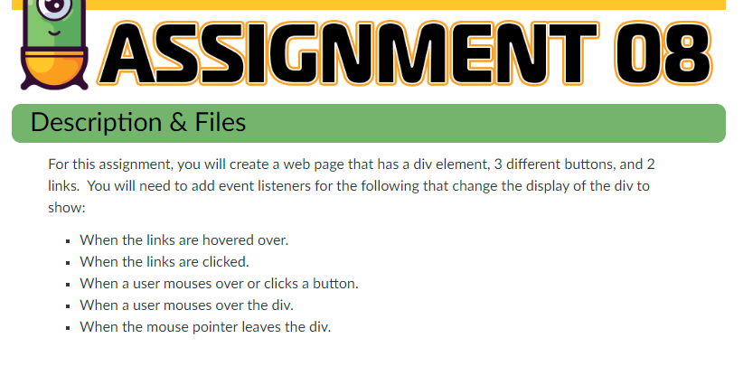 For this assignment, you will create a web page