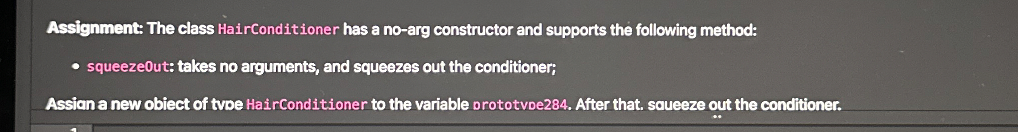 Assignment: The class HairConditioner has a no -