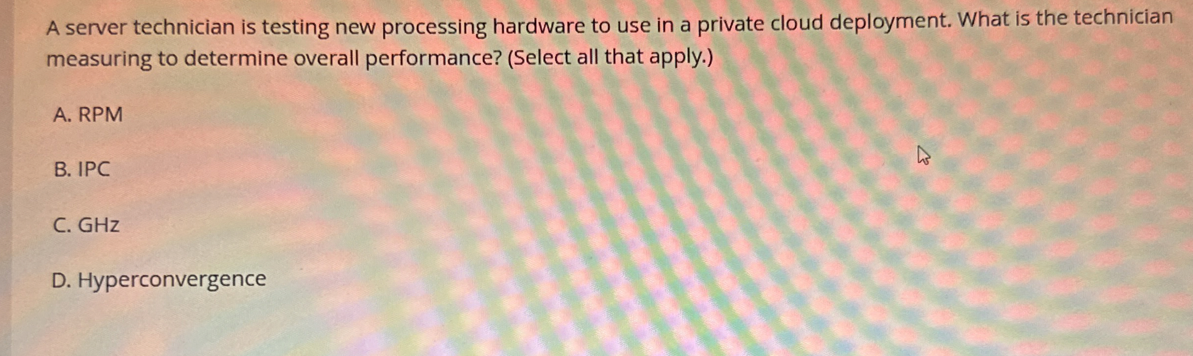 A server technician is testing new processing