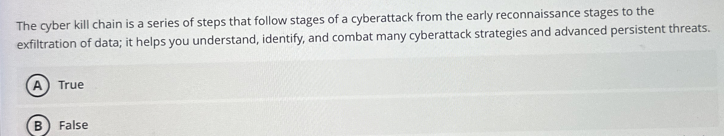The cyber kill chain is a series of steps that