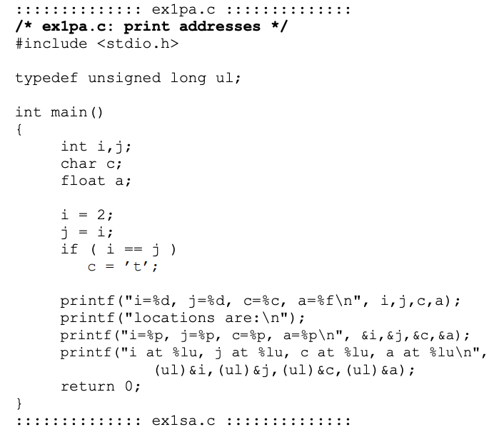 Fix the program. Print the addresses.