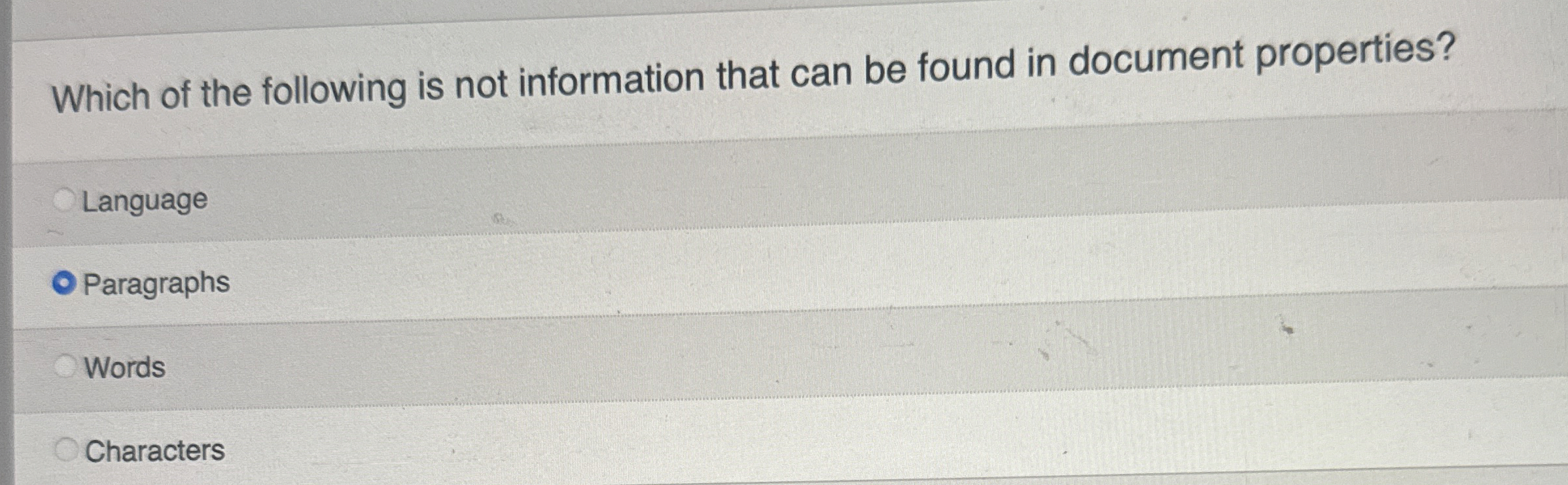 Which of the following is not information that