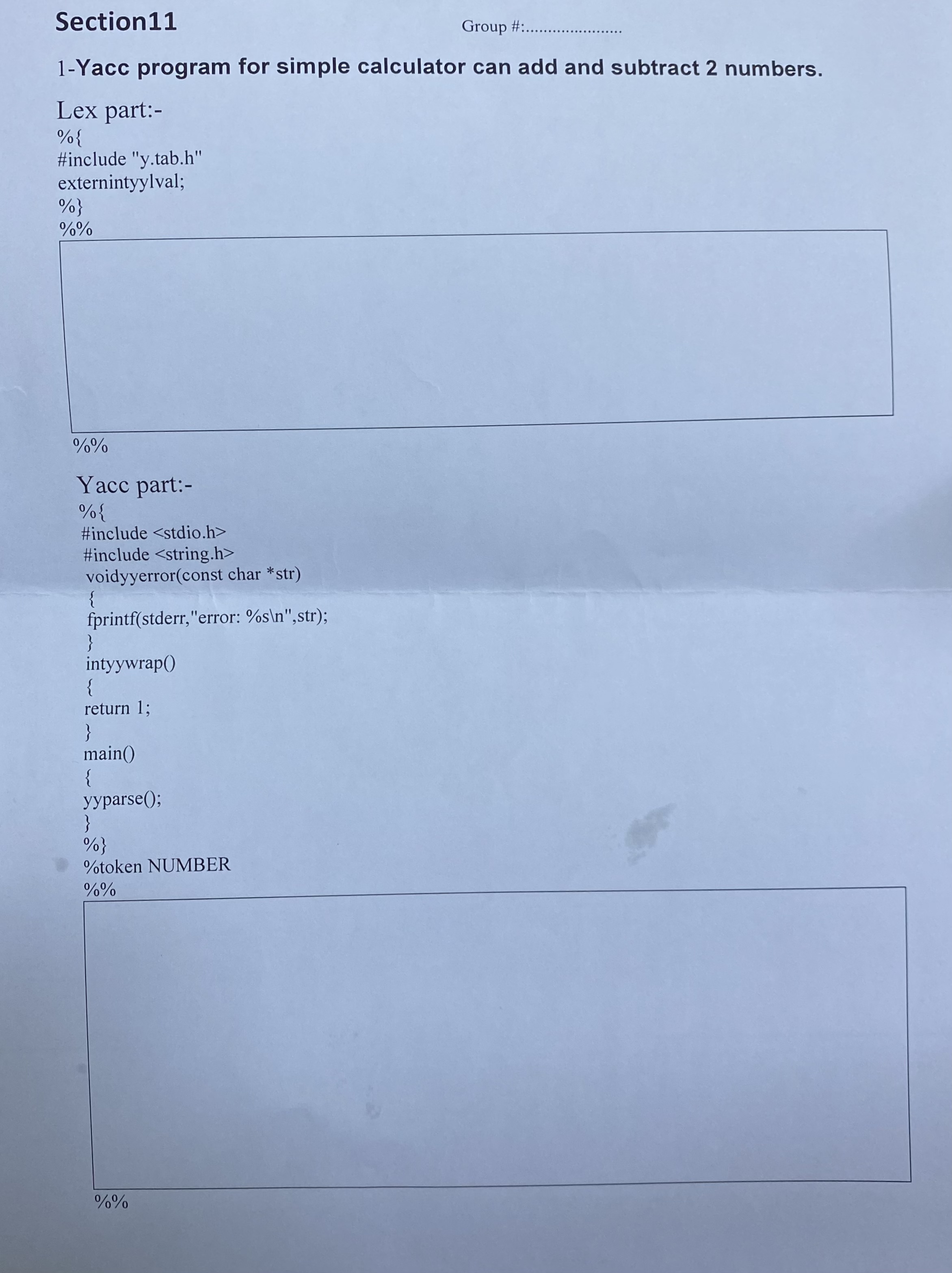 1 - Yacc program for simple calculator can add