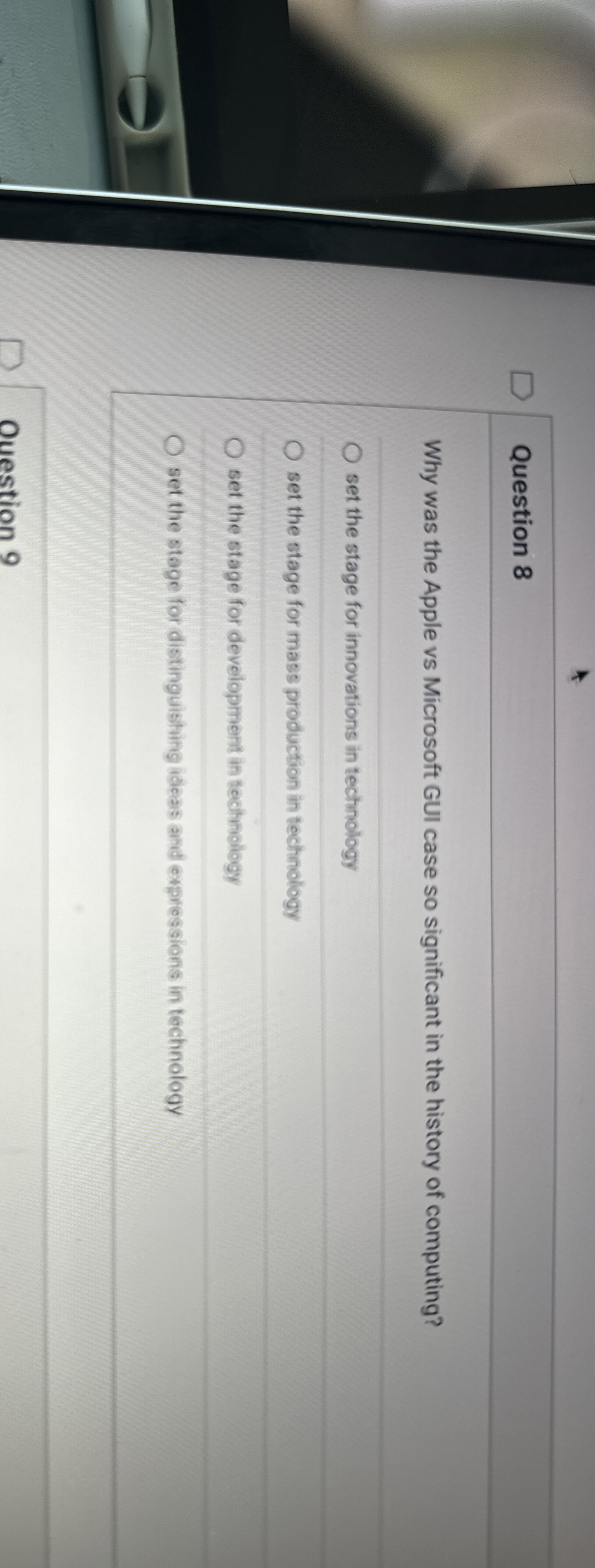 Question 8 Why was the Apple vs Microsoft GUI