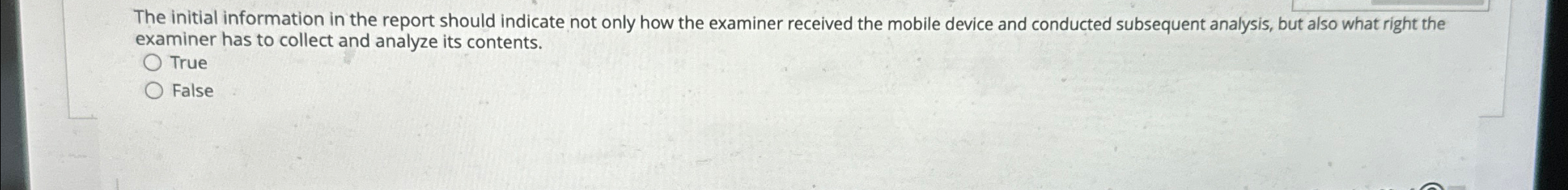 The initial information in the report should