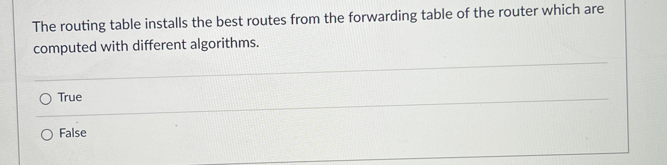 The routing table installs the best routes from