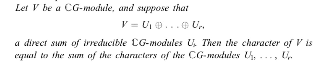 Prove this. Let V be a C G - module, and suppose