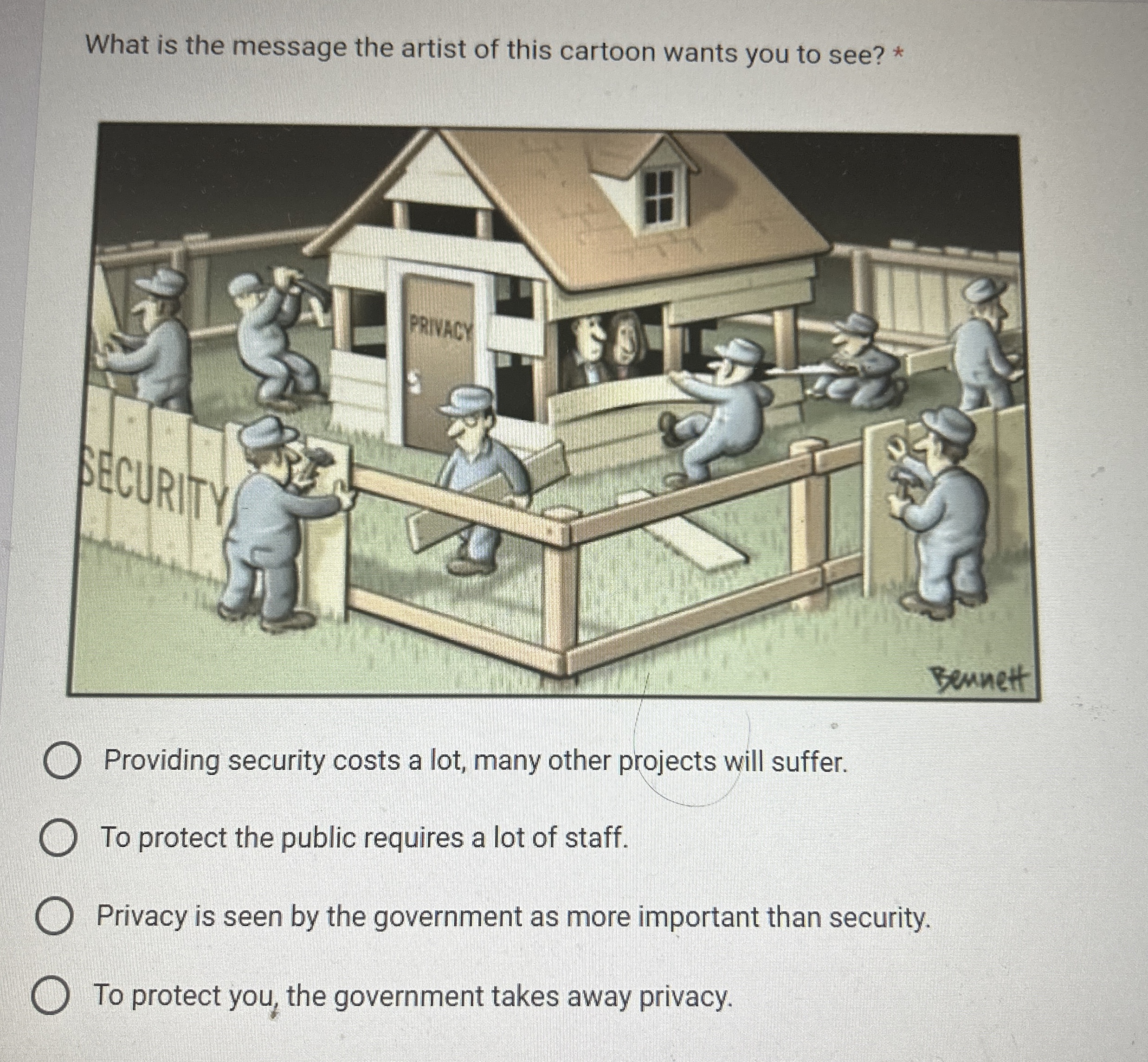 What is the message the artist of this cartoon