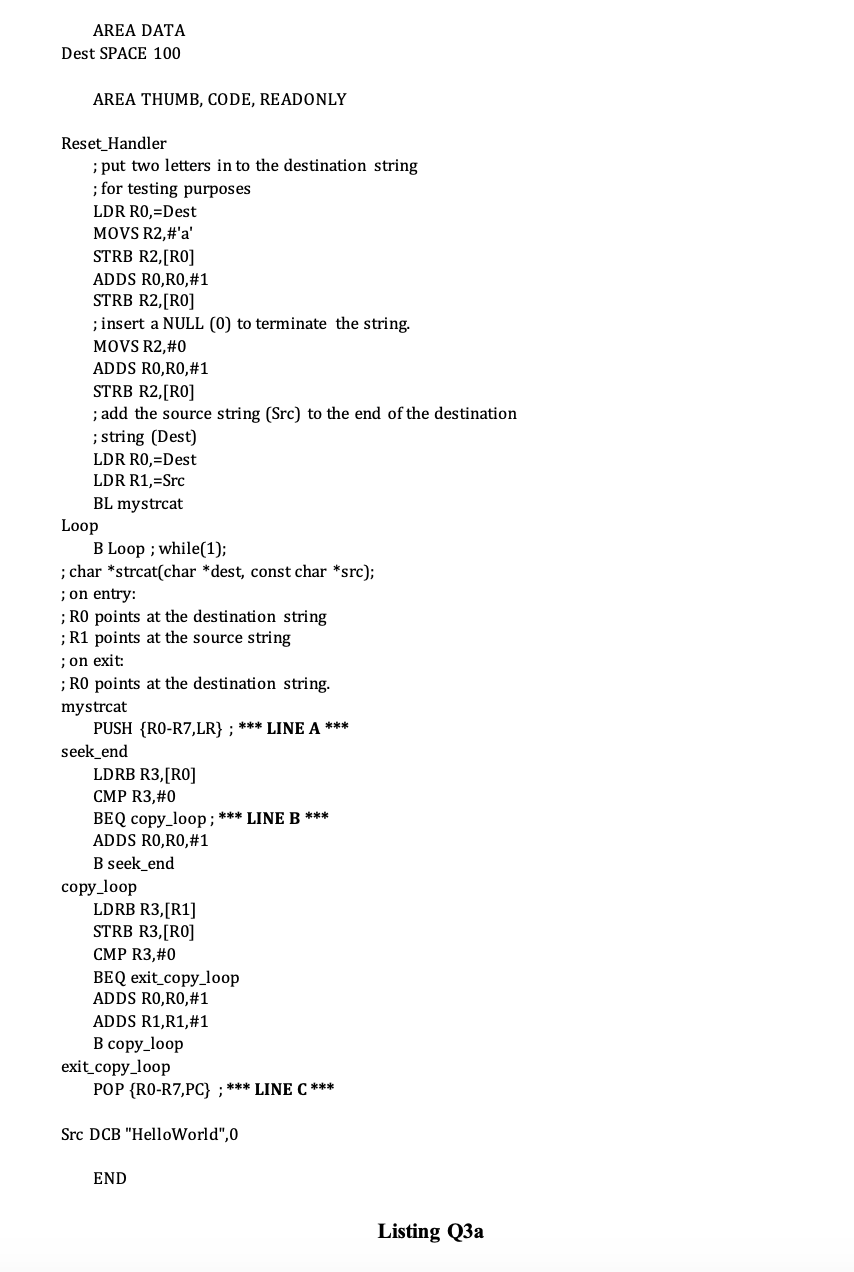 Question 3 Listing Q 3 a contains an assembly
