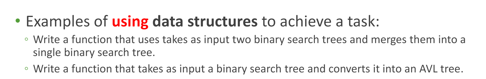 Examples of using data structures to achieve a