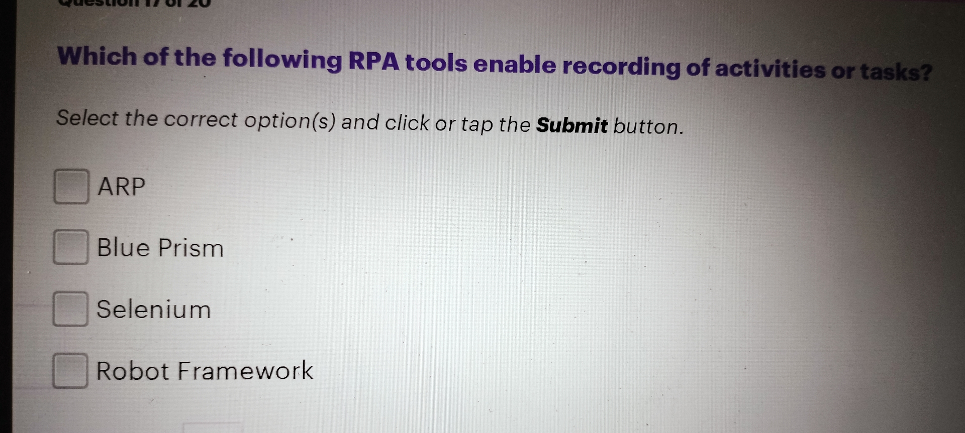 Which of the following RPA tools enable recording