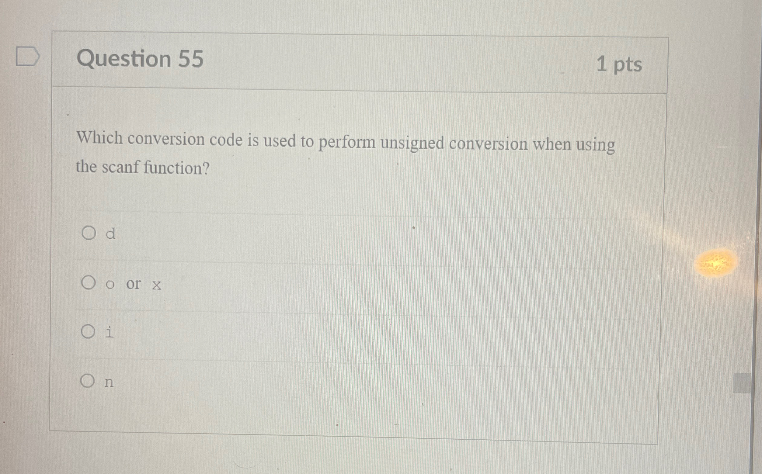 Question 5 5 1 p t s Which conversion code is