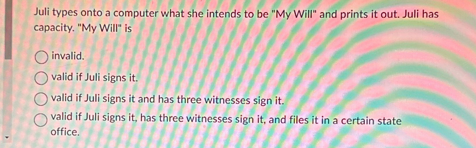 Juli types onto a computer what she intends to be