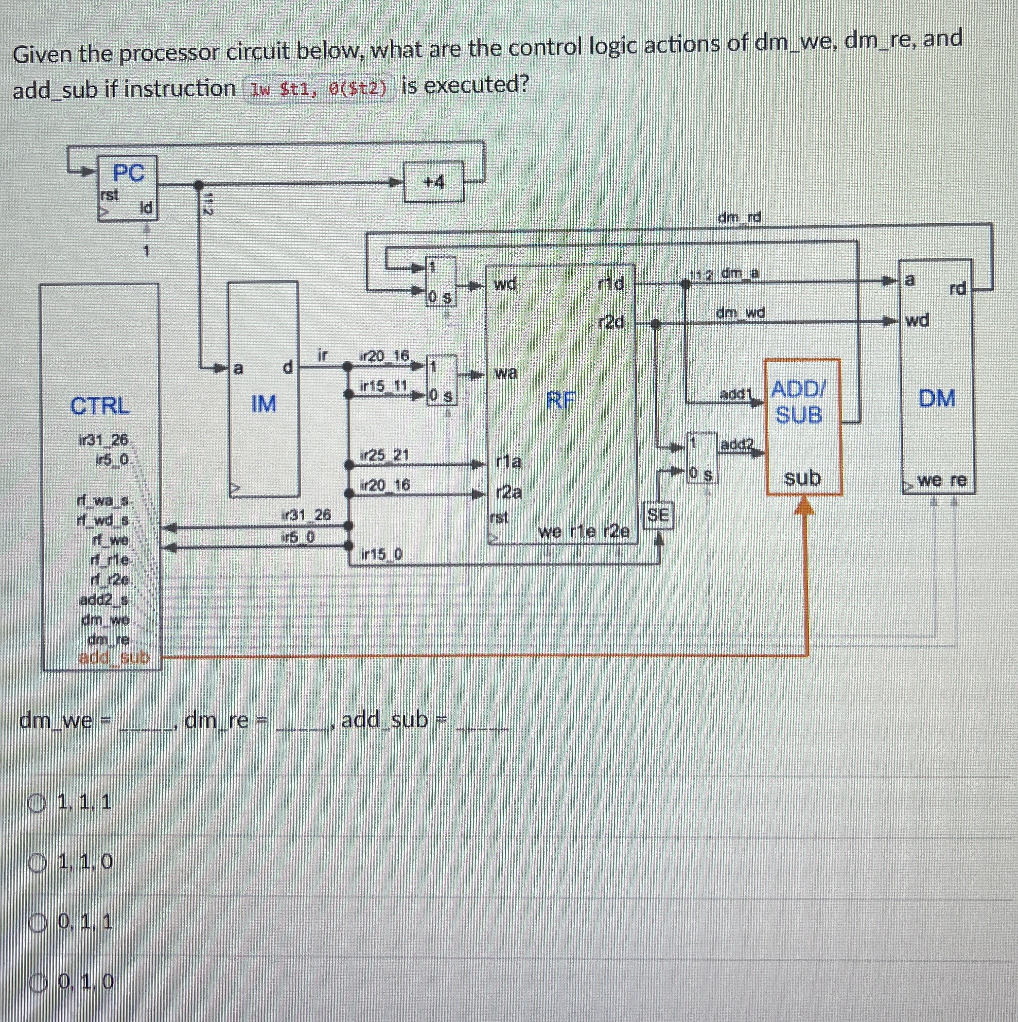Given the processor circuit below, what are the