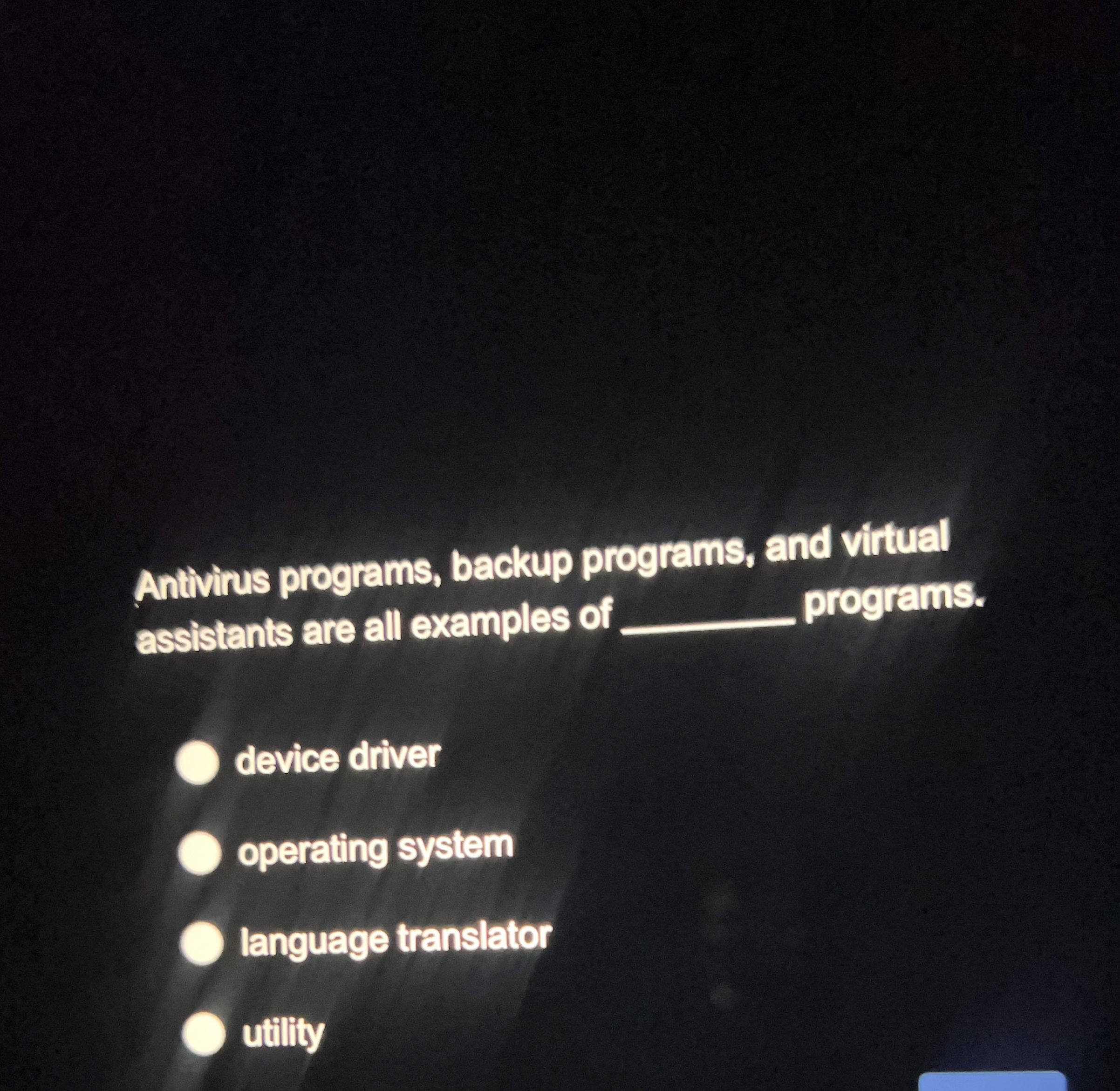 Antivirus programs, backup programs, and viftual