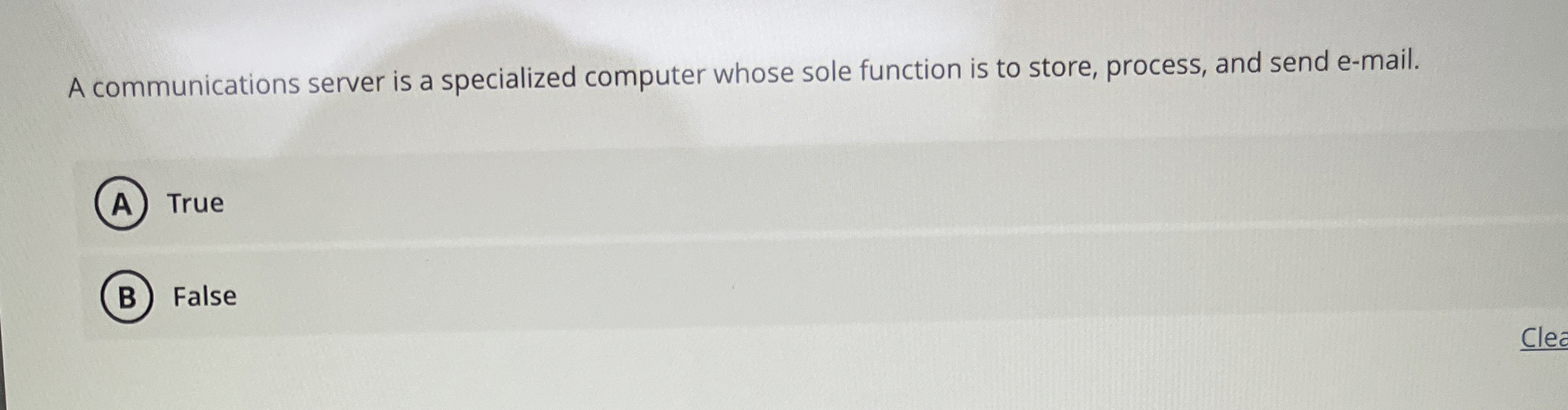 A communications server is a specialized computer