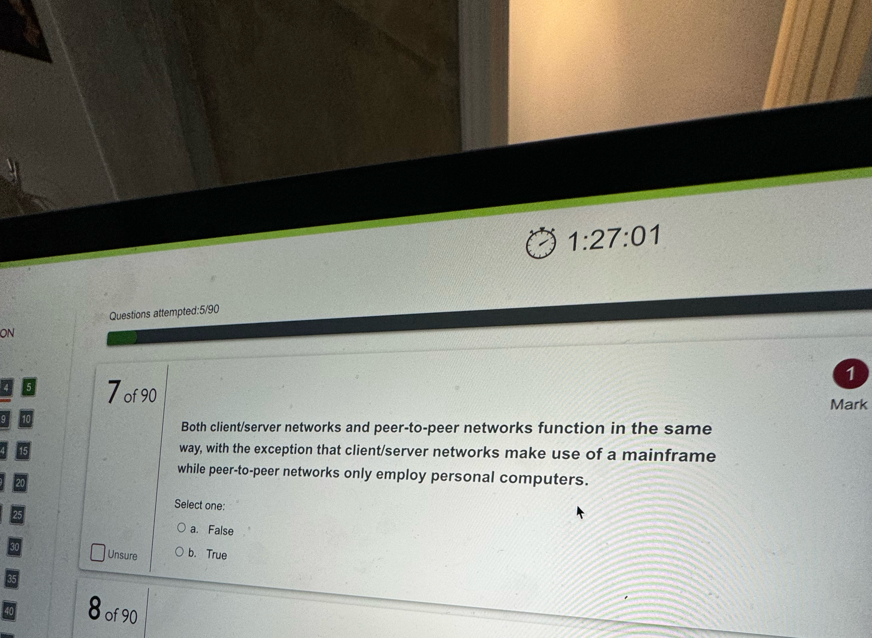 Questions attempted: 5 / 9 0 1 : 2 7 : 0 1 4 5 9