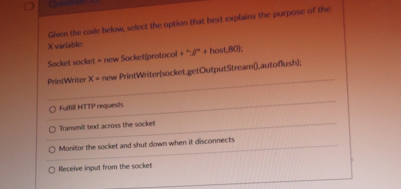Given the code below, select the option that best