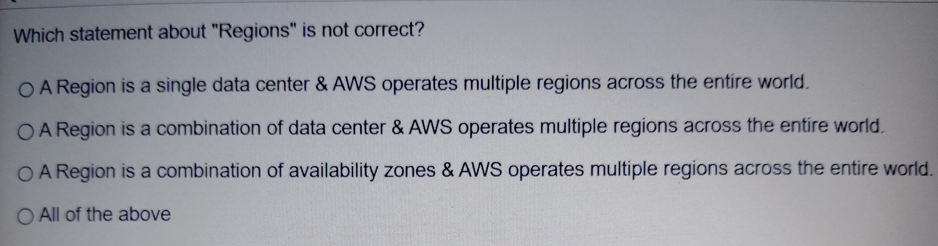 Which statement about "Regions" is not correct? A
