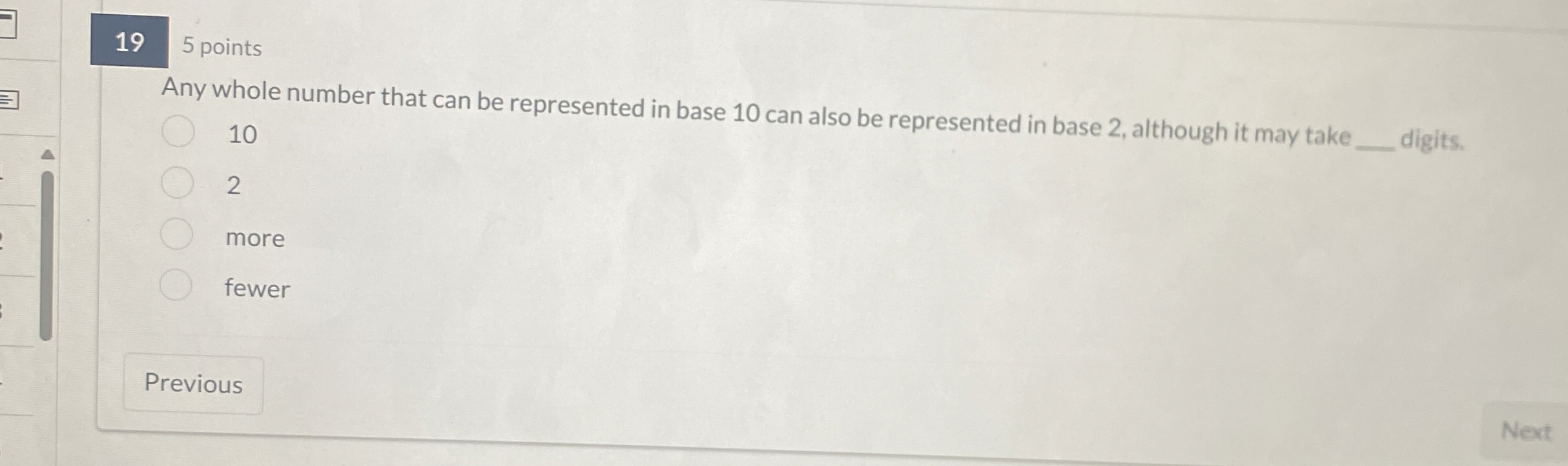 1 9 5 points Any whole number that can be