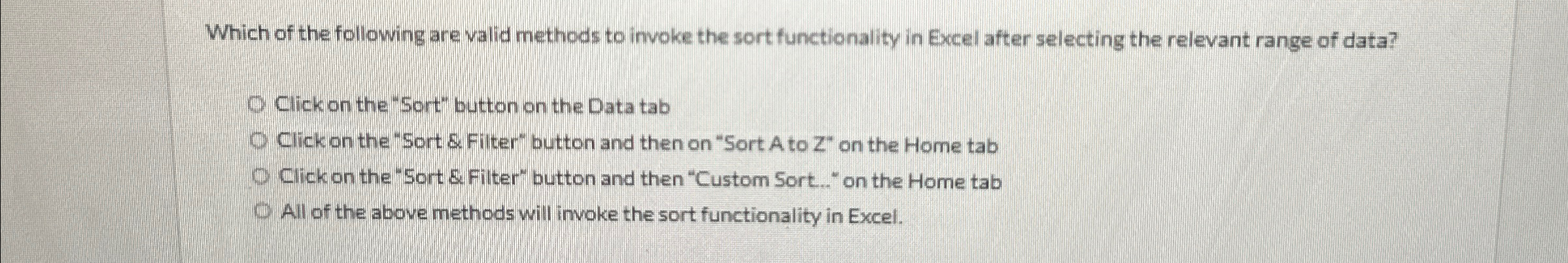 Which of the following are valid methods to