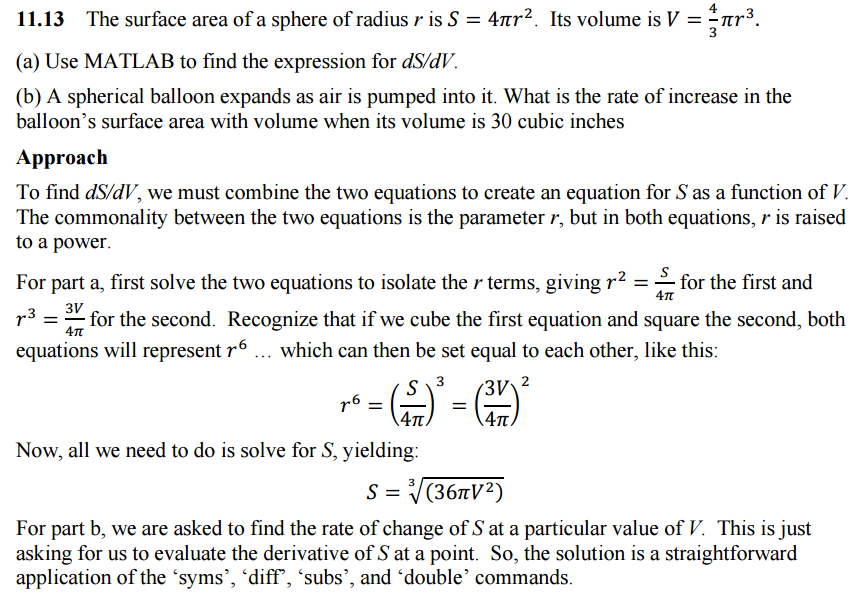 1 1 . 1 3 The surface area of a sphere of radius