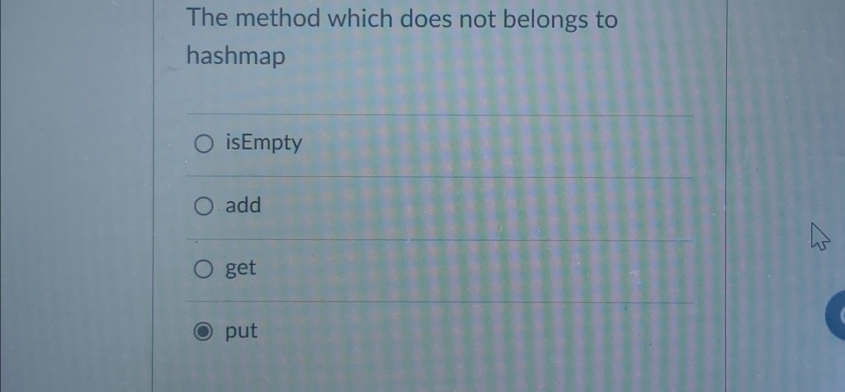 The method which does not belongs to hashmap q ,