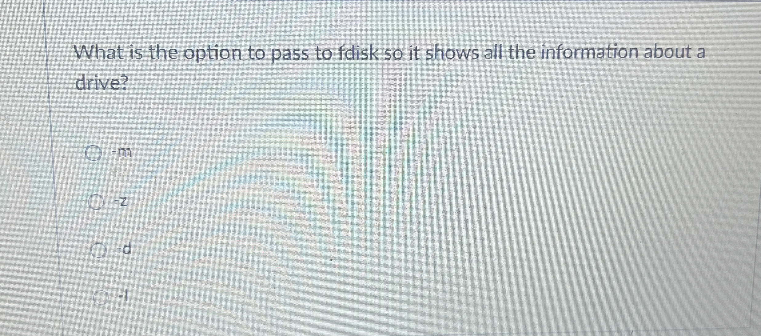 What is the option to pass to fdisk so it shows