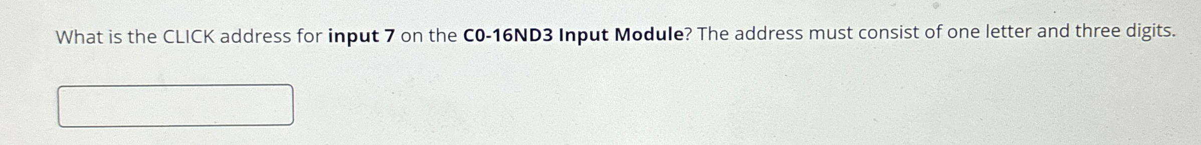 What is the CLICK address for input 7 on the C 0