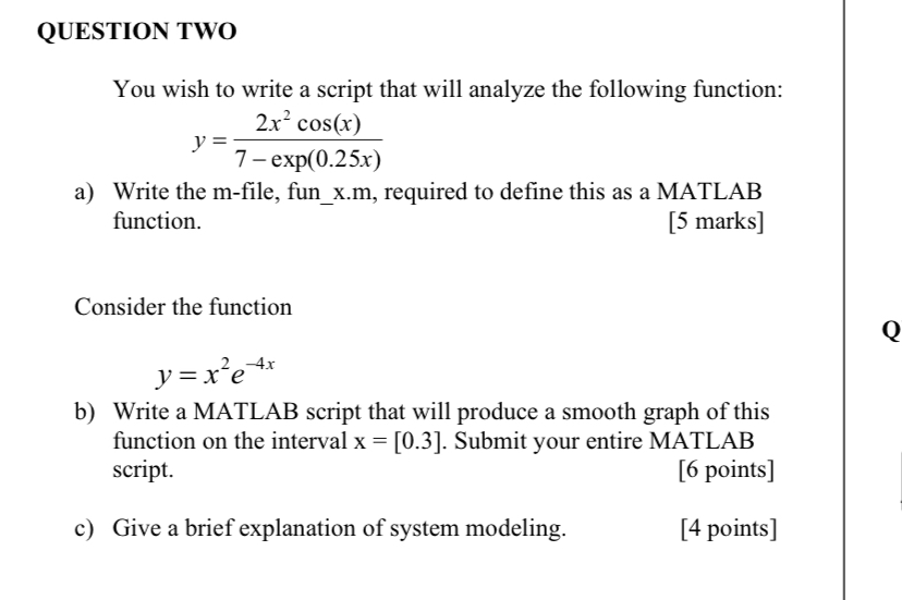QUESTION TWO You wish to write a script that will