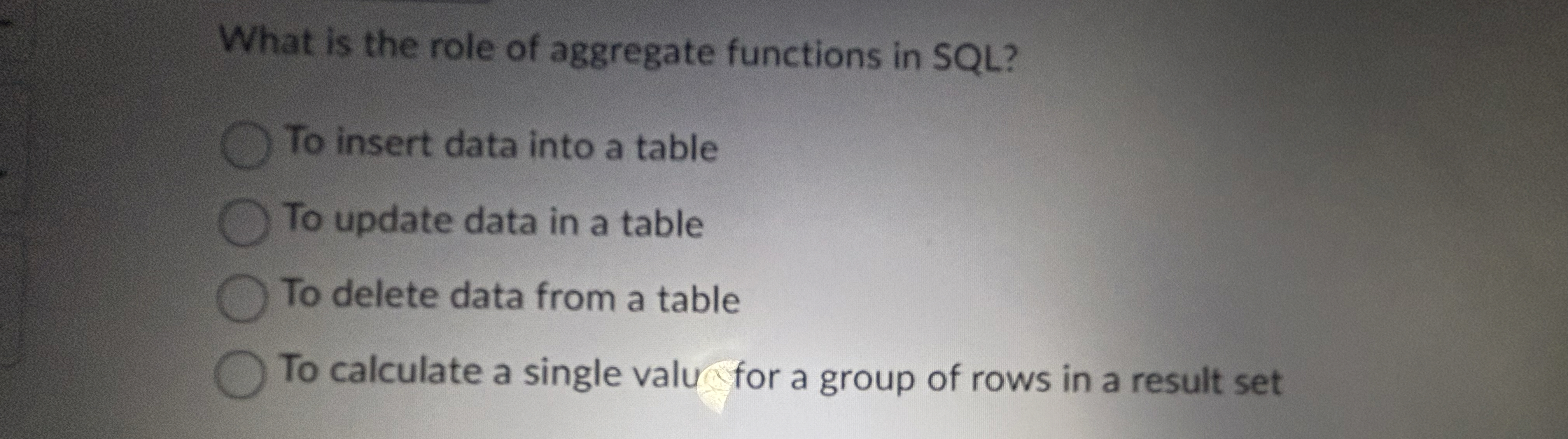 What is the role of aggregate functions in SQL ?