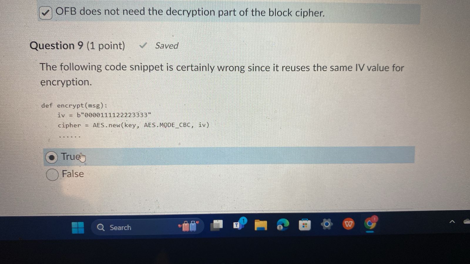 OFB does not need the decryption part of the