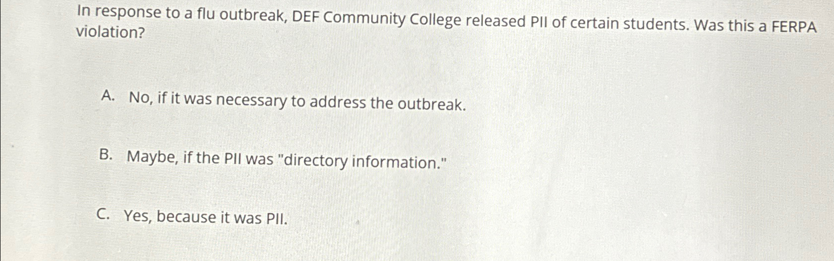 In response to a flu outbreak, DEF Community