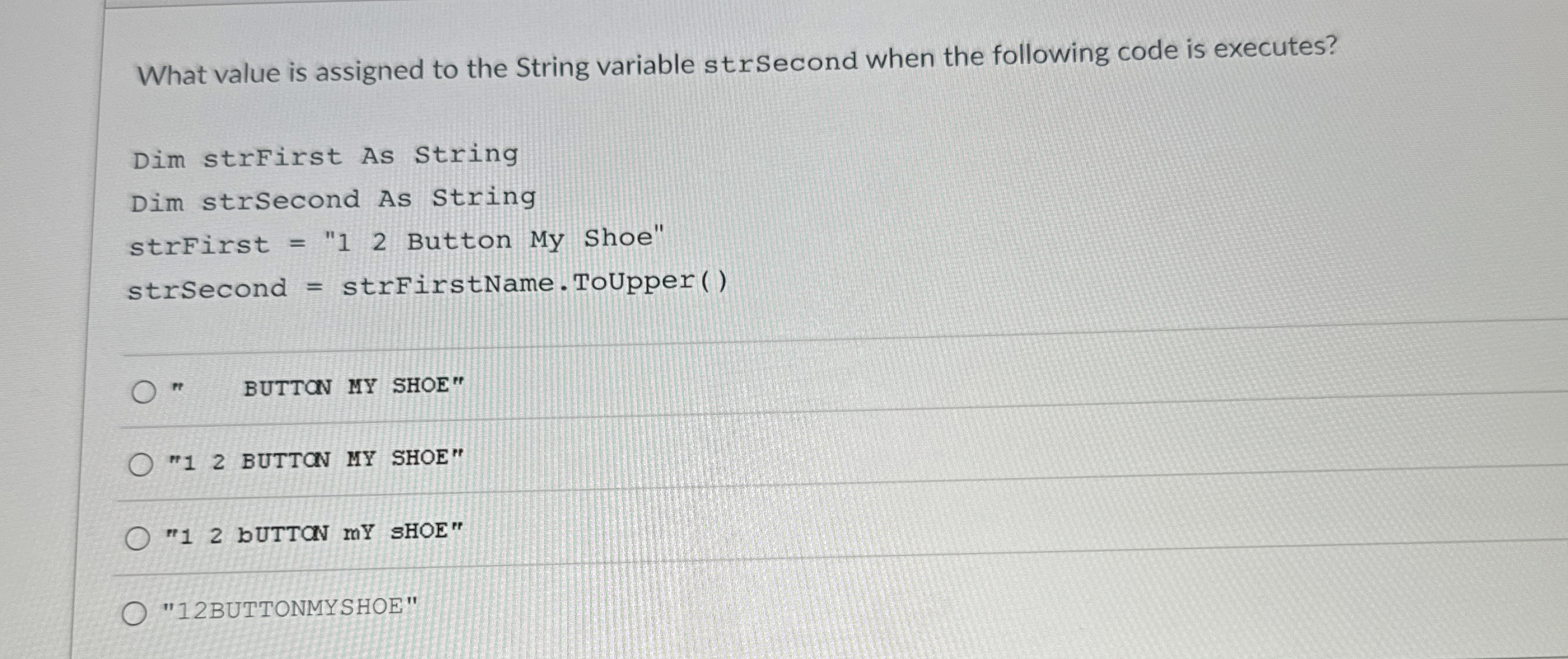 What value is assigned to the String variable