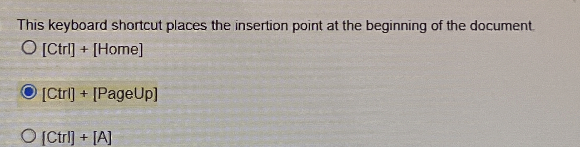 This keyboard shortcut places the insertion point