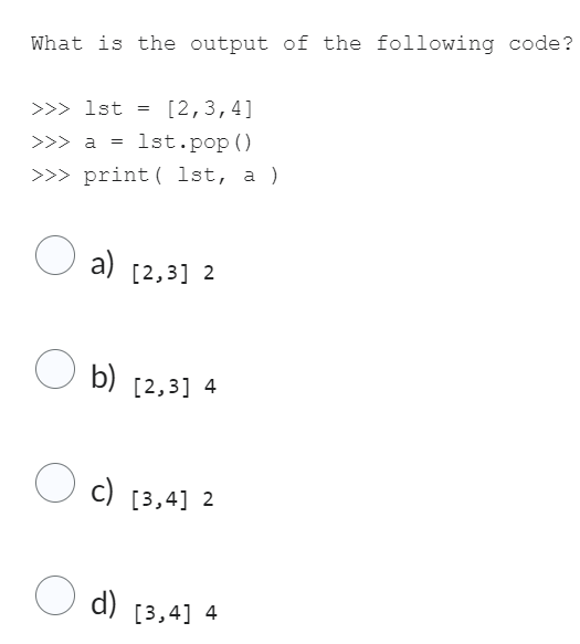 What is the output of the following code? l s t =