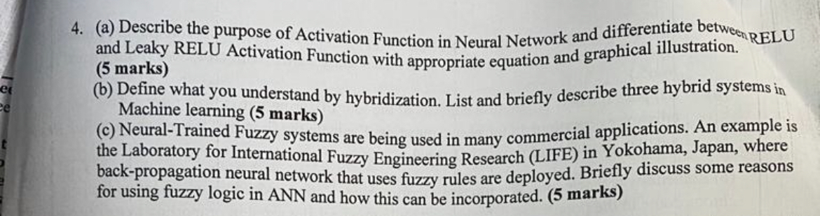 ( a ) Describe the purpose of Activation Function