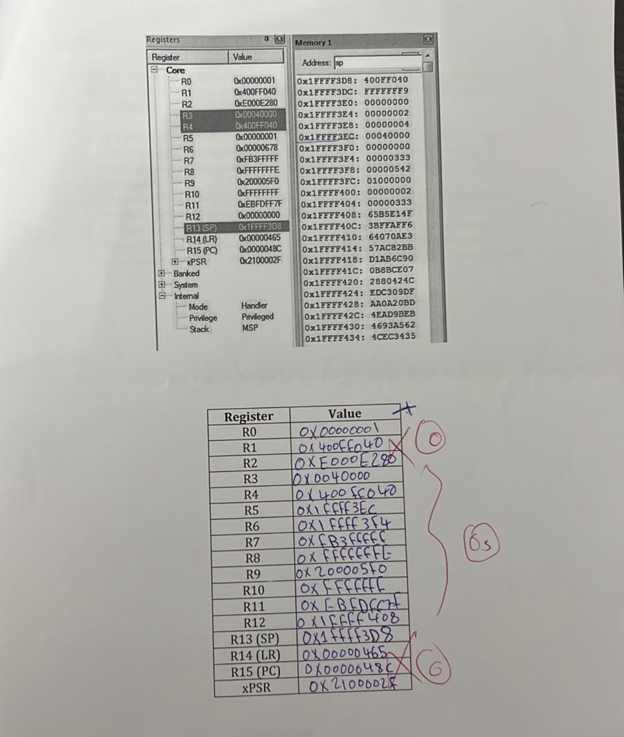 Q 5 ) ( 6 Points ) Based on the debug window