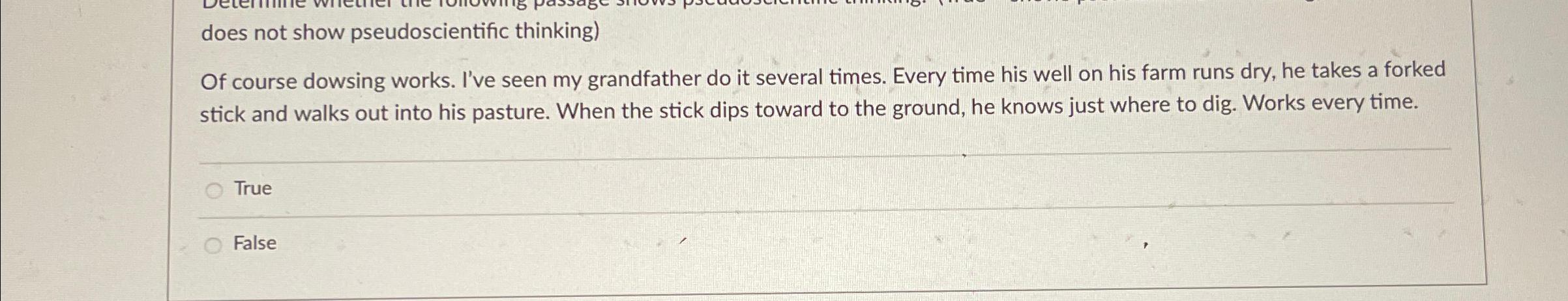 does not show pseudoscientific thinking ) Of