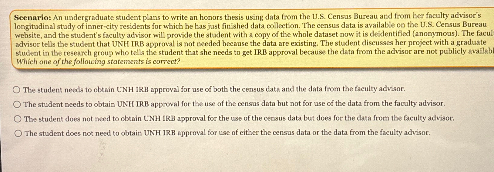 Scenario: An undergraduate student plans to write